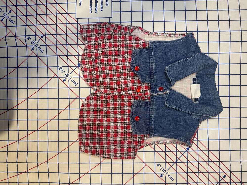 Sideside Vintage Denim and Red Plaid Vest Size 5/6